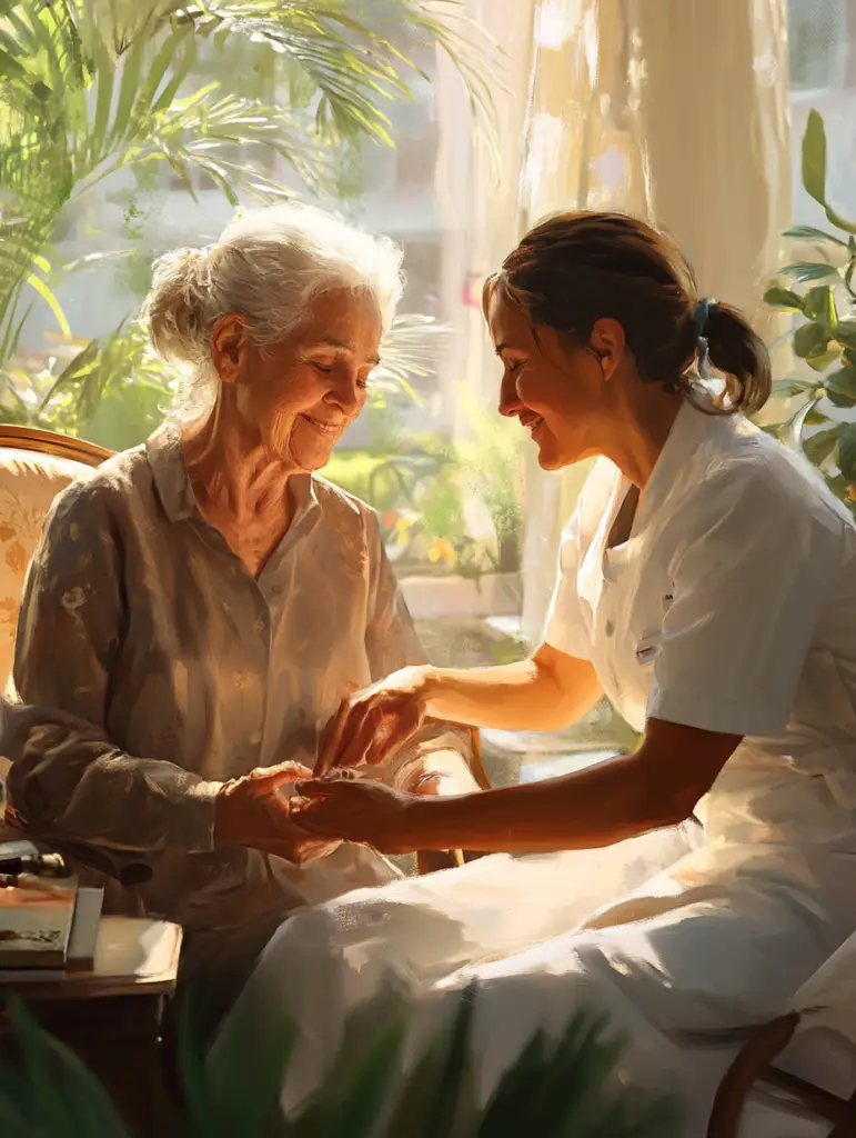 Caregiver assisting an elderly individual in North County San Diego, showcasing personalized care and support to enhance independence and quality of life